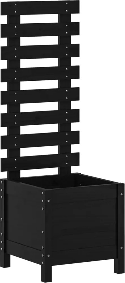 vidaXL Jardinieră grădină cu raft negru 39x39,5x114 cm, lemn masiv pin