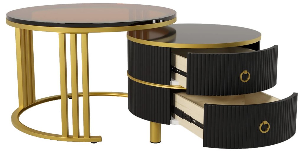 Măsuță de cafea 2-în-1 Rotundă din MDF, Negru | Aosom Romania