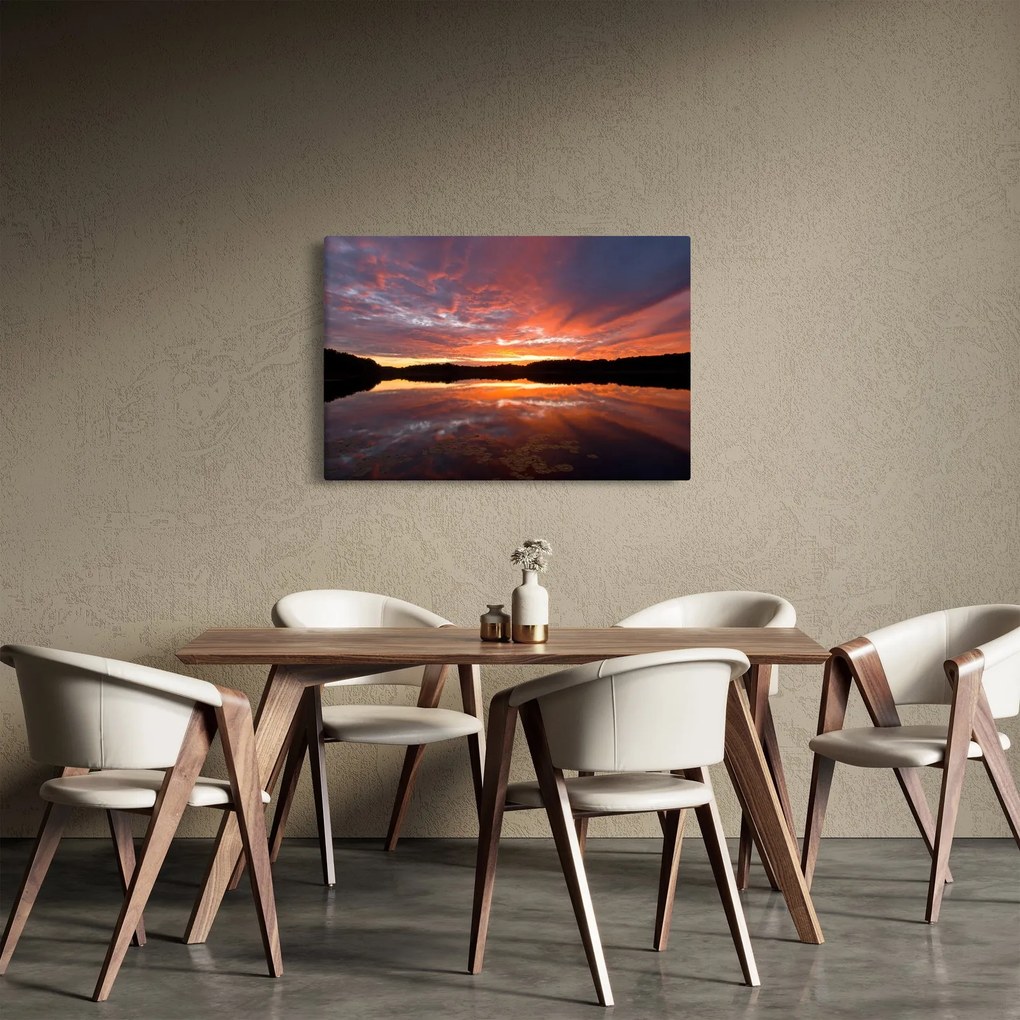 Tablou - Apus de soare peste lac (90x60 cm)