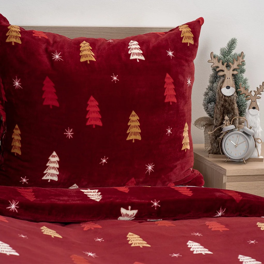 Lenjerie de pat din microflanel 4Home Crimson Woods, 140 x 220 cm, 70 x 90 cm