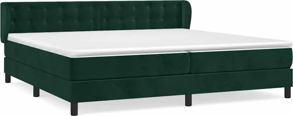 vidaXL Pat box spring cu saltea, verde închis, 200x200 cm, catifea