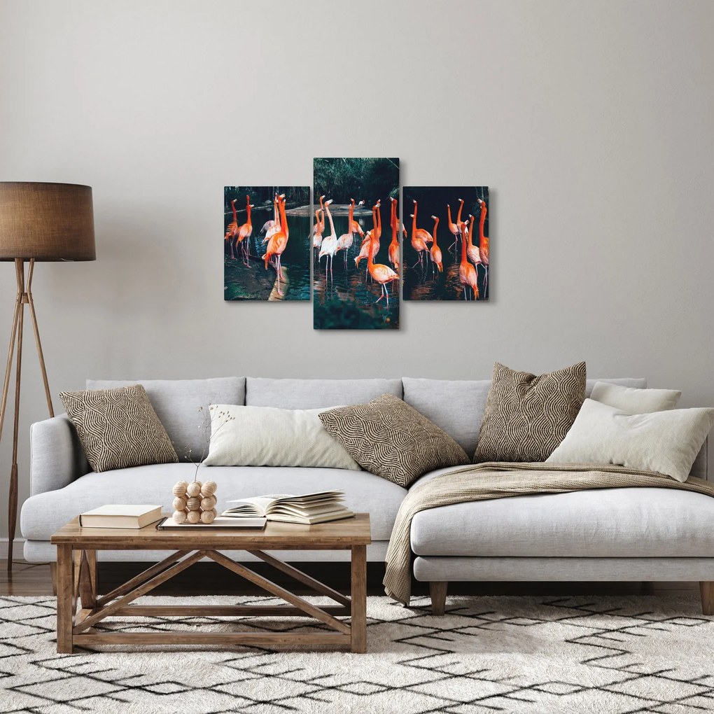 Tablou - turmă de flamingo (90x60 cm)
