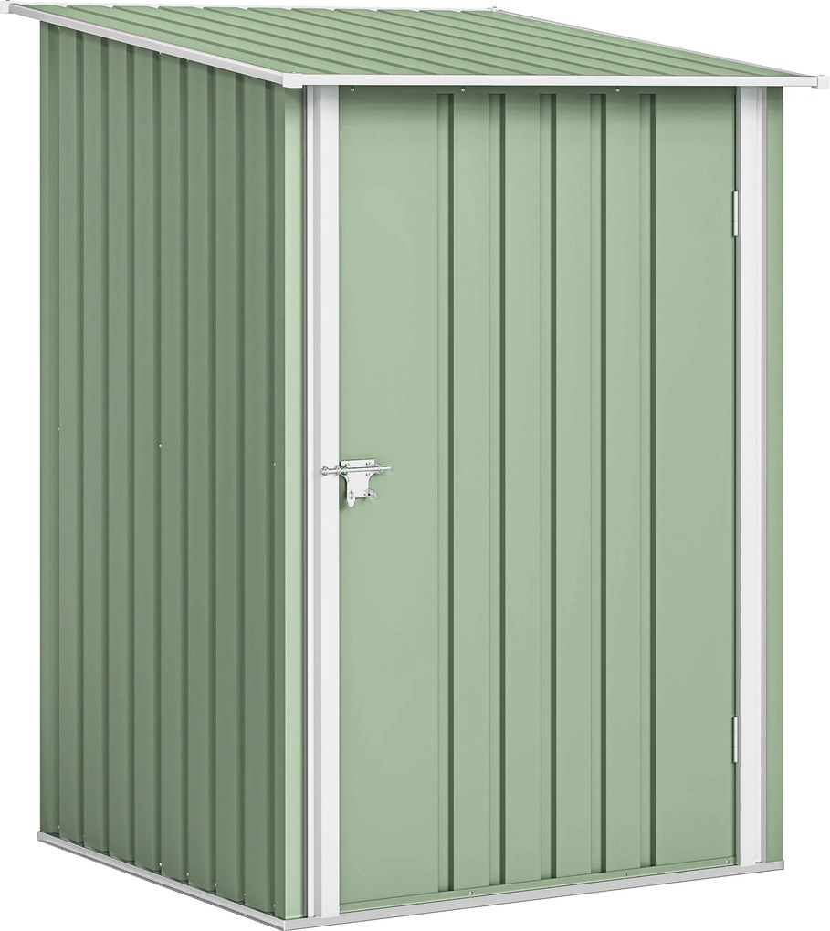 Outsunny Căsuță de Grădină 0,92m² din Oțel Galvanizat, Depozit pentru Unelte cu Ușă Blocabilă, Acoperiș Înclinat, 100x104x160 cm, Verde Deschis | Aosom Romania