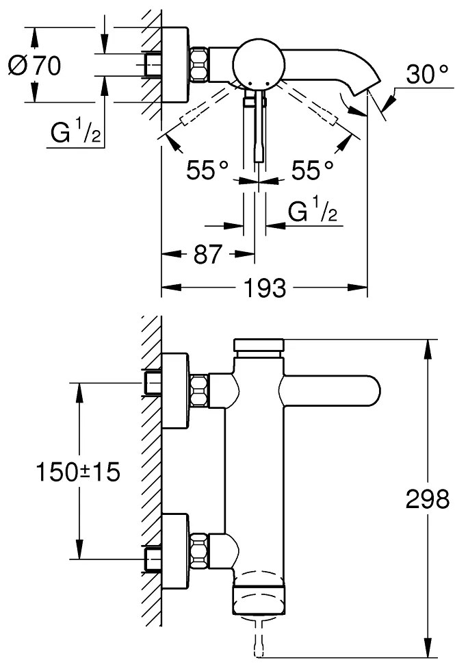 Set baterie cada Grohe Essence (33624001)+ set de dus Tempesta Mono(27853003)