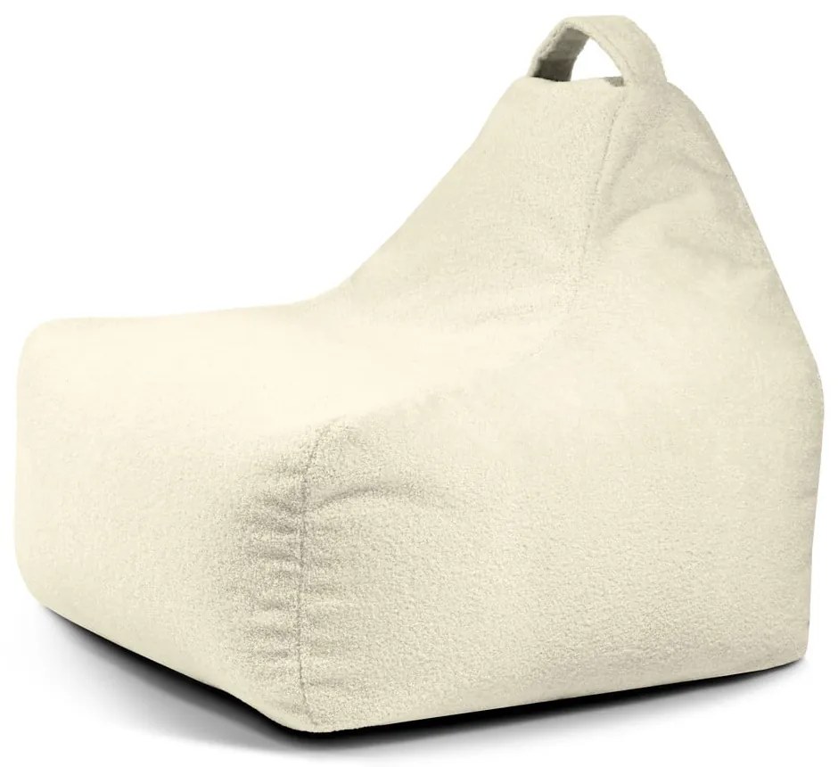 Fotoliu puf pentru copii crem cu tapițerie din țesătură bouclé Game Amuse – SLOWDOWN