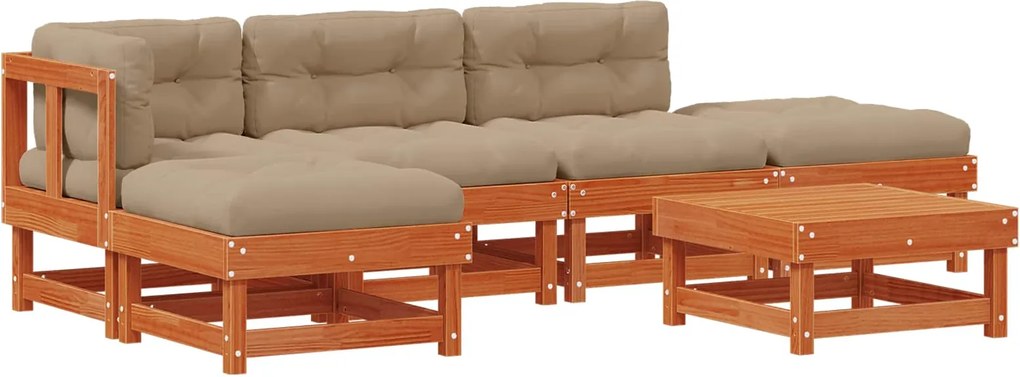 vidaXL Set de lounge pentru grădină 6 pcs Maro Ceară Lemn masiv de pin