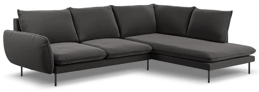 Coltar Vienna 6 locuri velvet picioare negre L275 cm