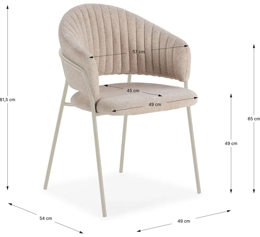 Set de scaune de sufragerie bej cu cotiere 2 buc. tapițat Leticia – Marckeric