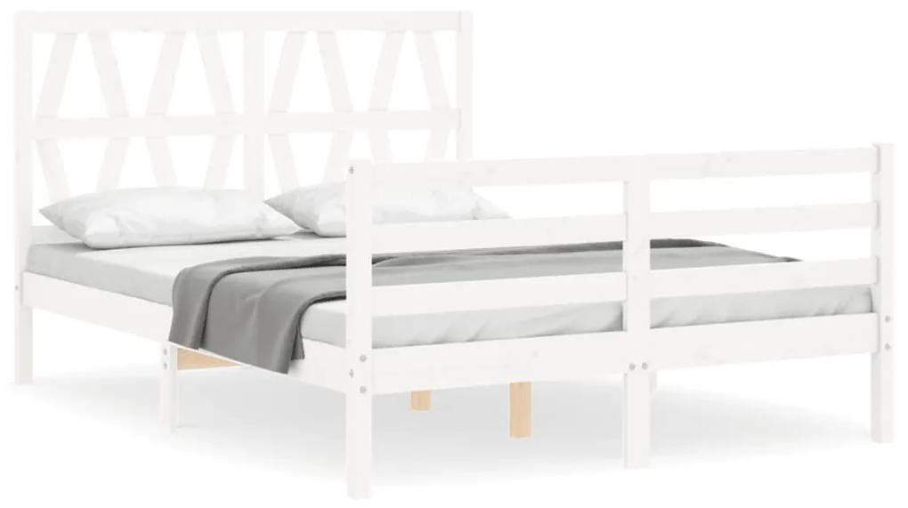 3194372 vidaXL Cadru de pat cu tăblie, alb, 120x200 cm, lemn masiv