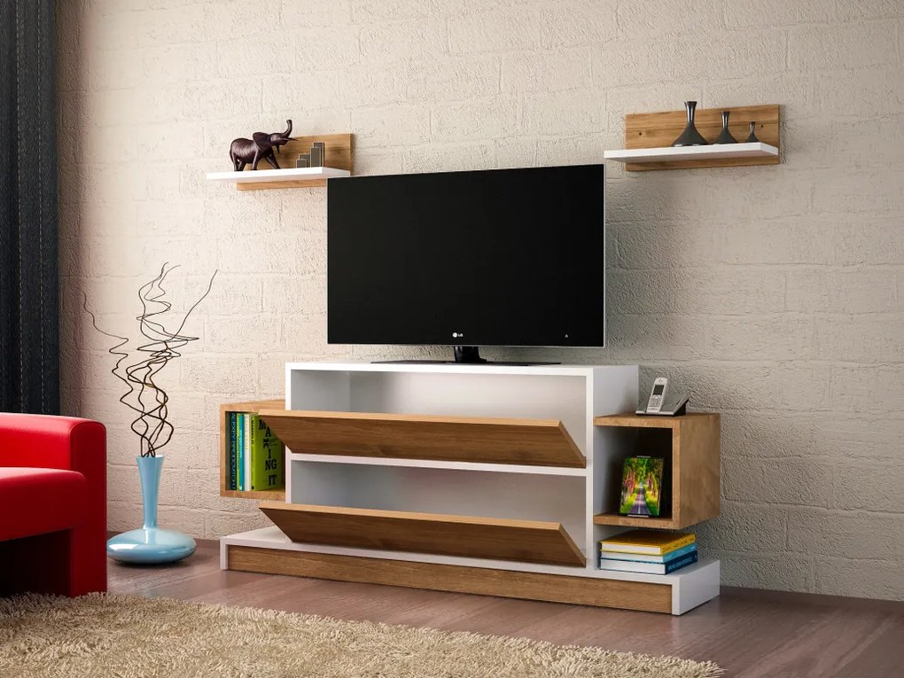 Comoda TV Magic - Alb, Walnut