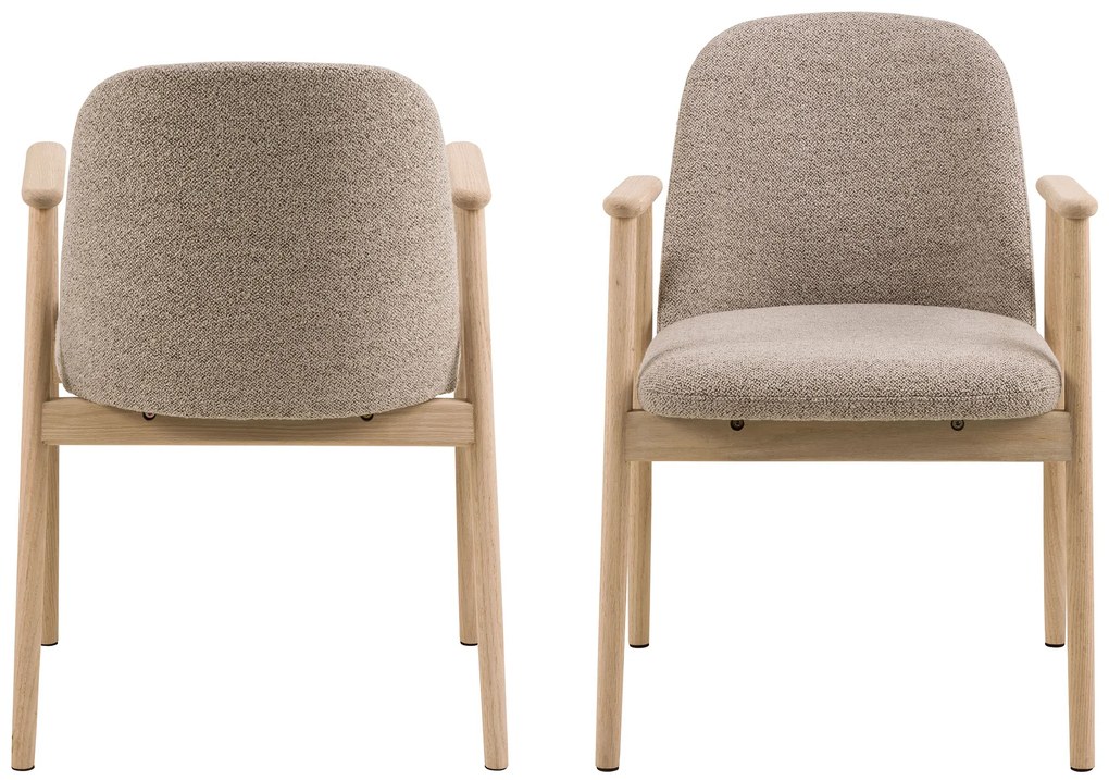 MAZZONI EXPORT RODERIC Bej Latte (material Monza 60)/cadru stejar uleiat - SCAUN DE LEMN BOUCLÉ PENTRU SUFRAGERIE LIVING BUCĂTĂRIE RETRO