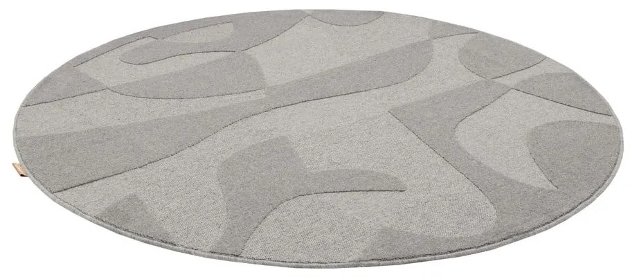 Covor gri rotund din lână ø 200 cm Morphic Botanica – Agnella