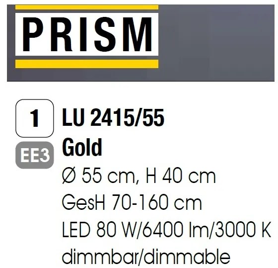 Candelabru, Lustra LED design LUX PRISM, 24K gold plated