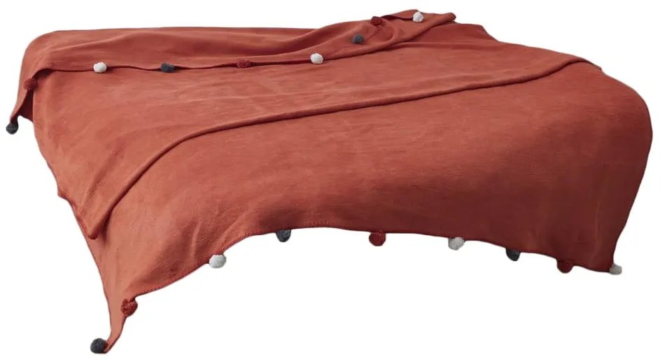 Cuvertură cărămizie din polar, fleece 150x200 cm Pom Pom – Mijolnir