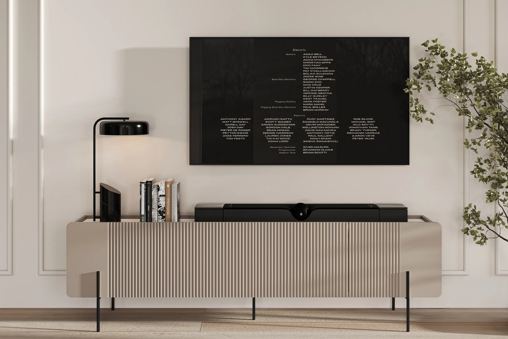 Dulap TV Malmi 200 cm pe bază de metal - cașmir / crem / picioare negre