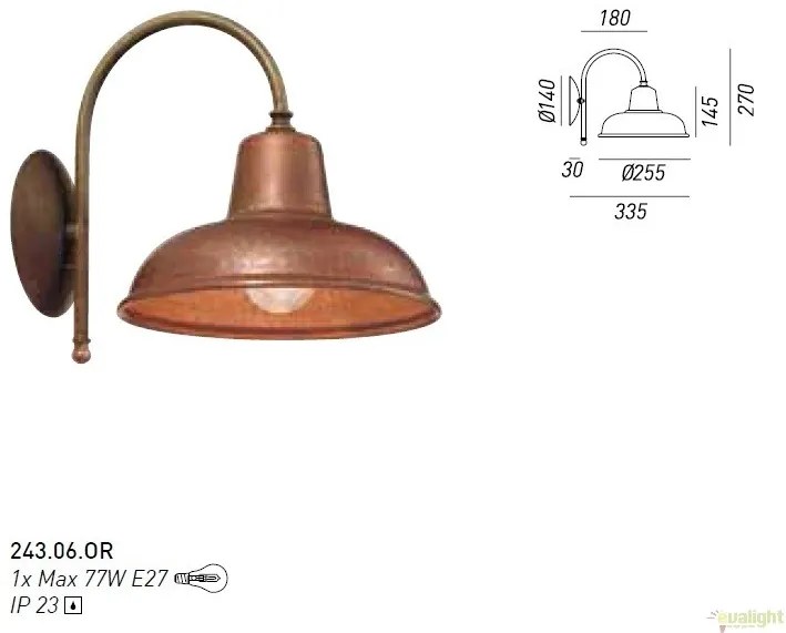 Aplica de perete rustica fabricata manual, Contrada 243.06.OR