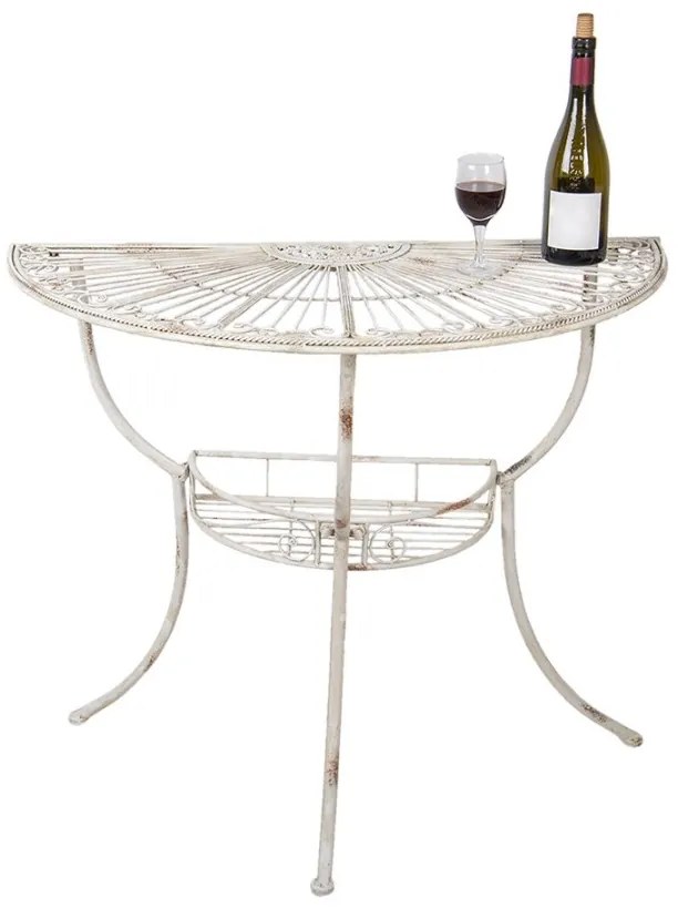 Consola alba, din metal, aspect vintage, Virelle