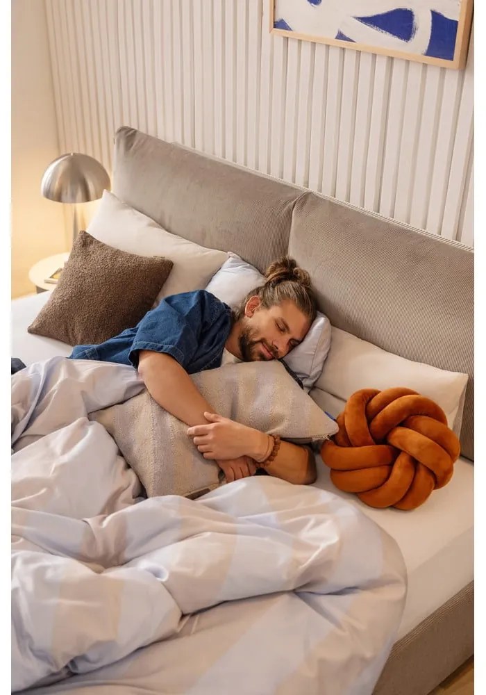 Pat dublu tapițat taupe cu spațiu de depozitare cu saltea / somieră 180x200 cm Thessa Pillow - Bonami Selection