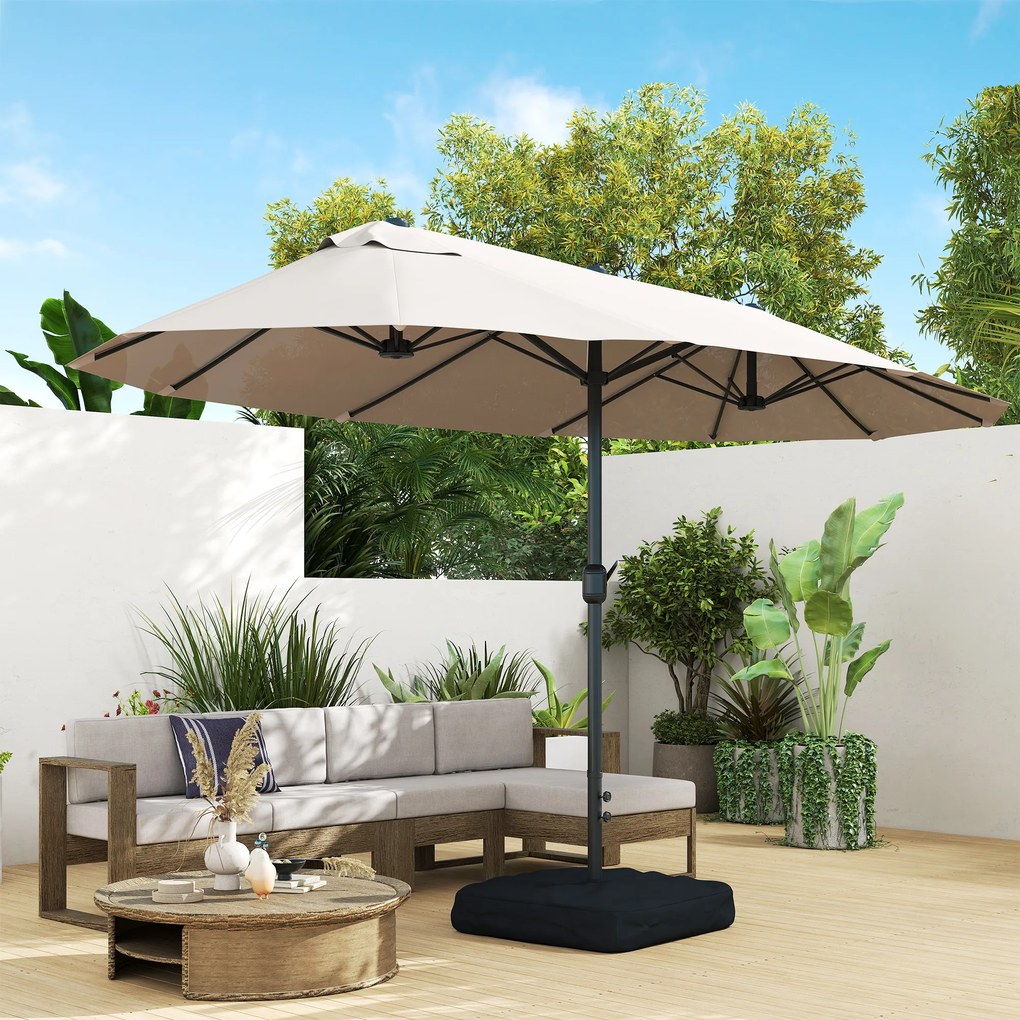 Outsunny Umbrele de Gradina Dubla 460x270cm cu Manivela si Baza Transversala | Aosom Romania