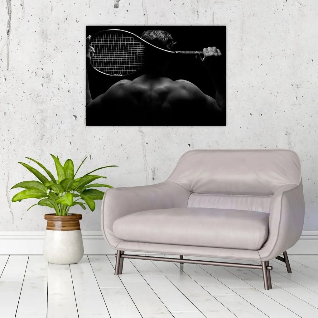 Tablou pe sticlă - Jucătorul de tenis (70x50 cm)