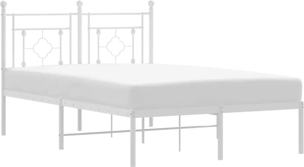vidaXL Cadru de pat metalic cu tăblie, alb, 120x190 cm
