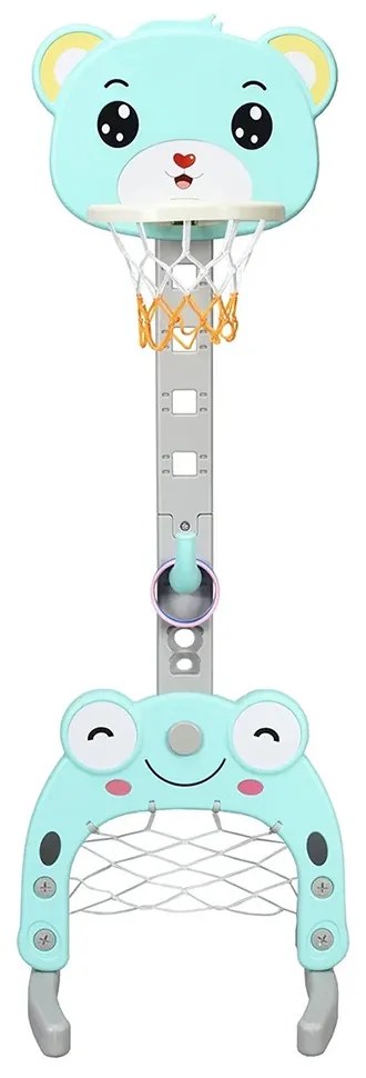 Panou de baschet 3 în 1 cu înălțime reglabilă și joc de aruncare inele, albastru