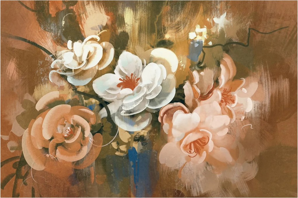 Tablou -Buchet de flori pictat (90x60 cm)