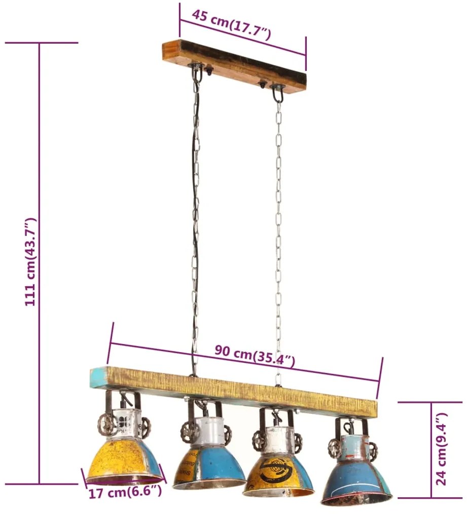 Lampa de tavan industriala 25 W, multicolor, 111 cm E27