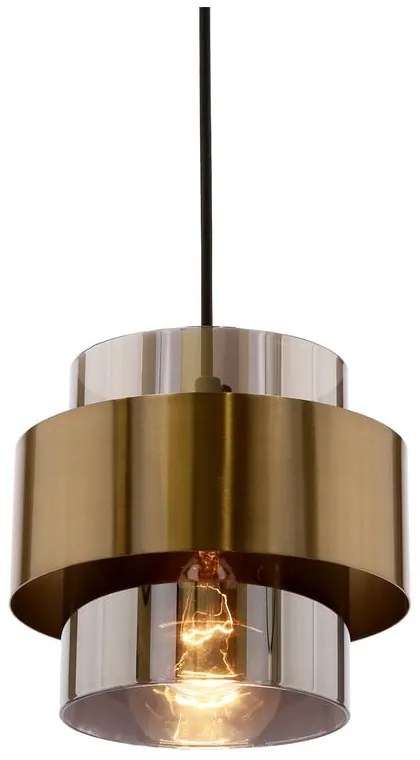 Lustră neagră cu abajur din sticlă ø 18 cm Spiega – Candellux Lighting