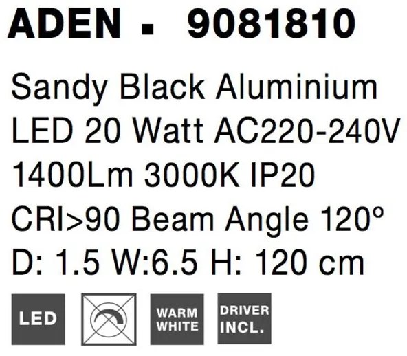 Aplica de perete LED design liniar Aden 120cm