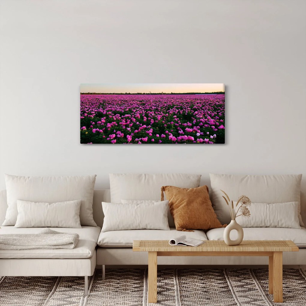 Tablou - Pajiștea cu lalele violet (120x50 cm)