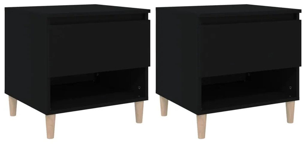 819535 vidaXL Noptiere, 2 buc., negru, 50x46x50 cm, lemn prelucrat