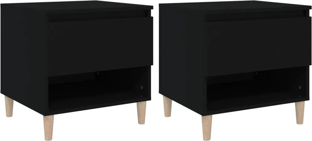 vidaXL Noptiere, 2 buc., negru, 50x46x50 cm, lemn prelucrat