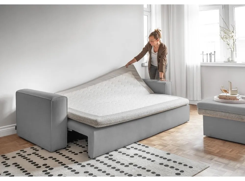 Canapea gri deschis extensibilă 237 cm Wilson – Miuform
