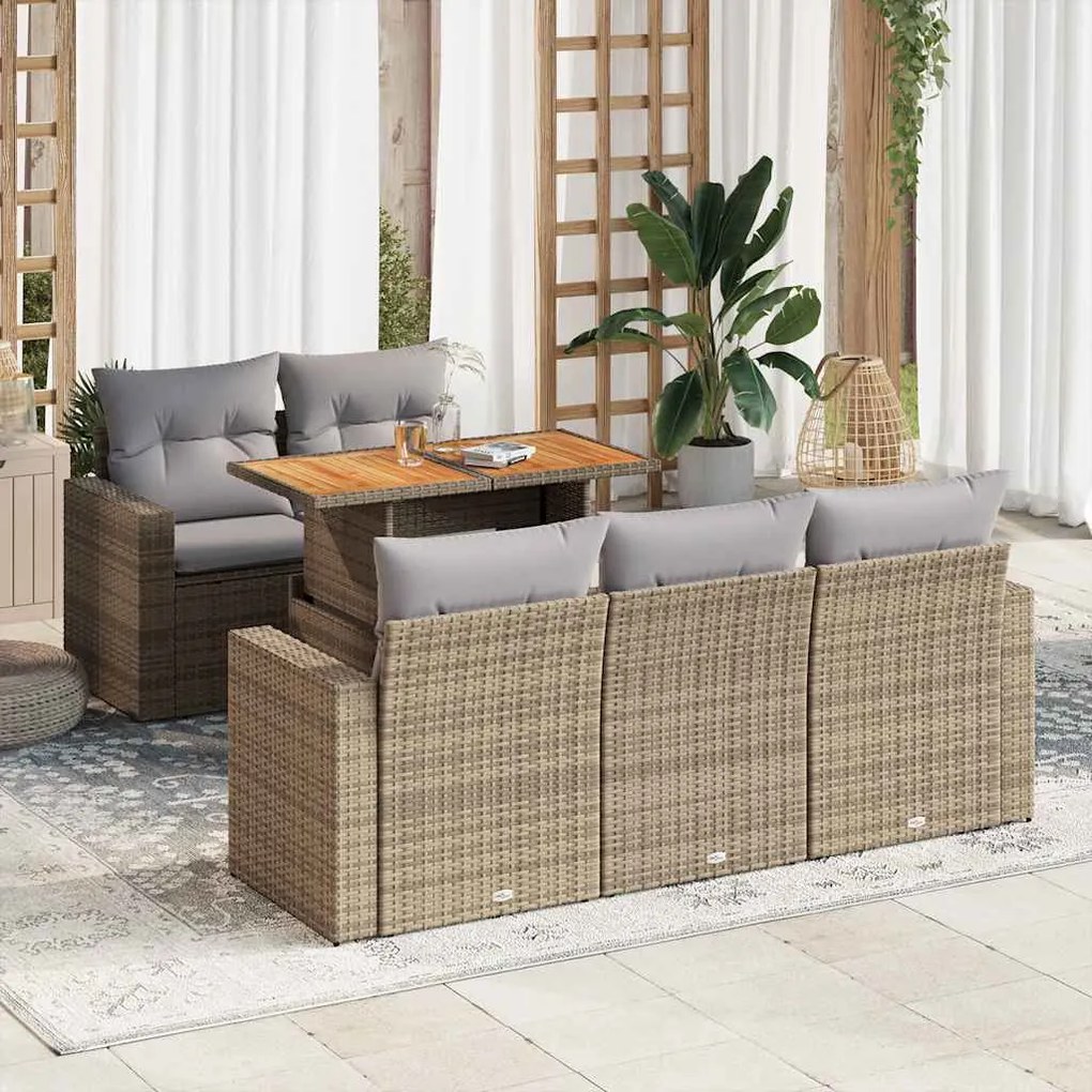 vidaXL Set canapele de grădină cu perne, 6 piese, bej, poliratan