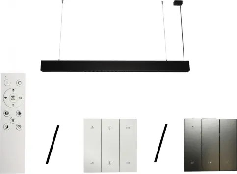 Lustră LED suspendată pe cablu, 55 W, 230 V, 3000/4000/6500 K, 120 cm, negru