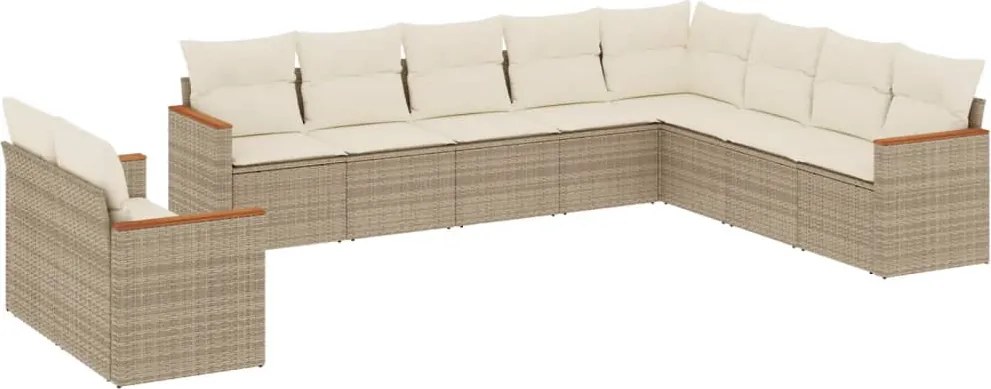 vidaXL Set canapele de grădină cu perne, 10 piese, bej, poliratan