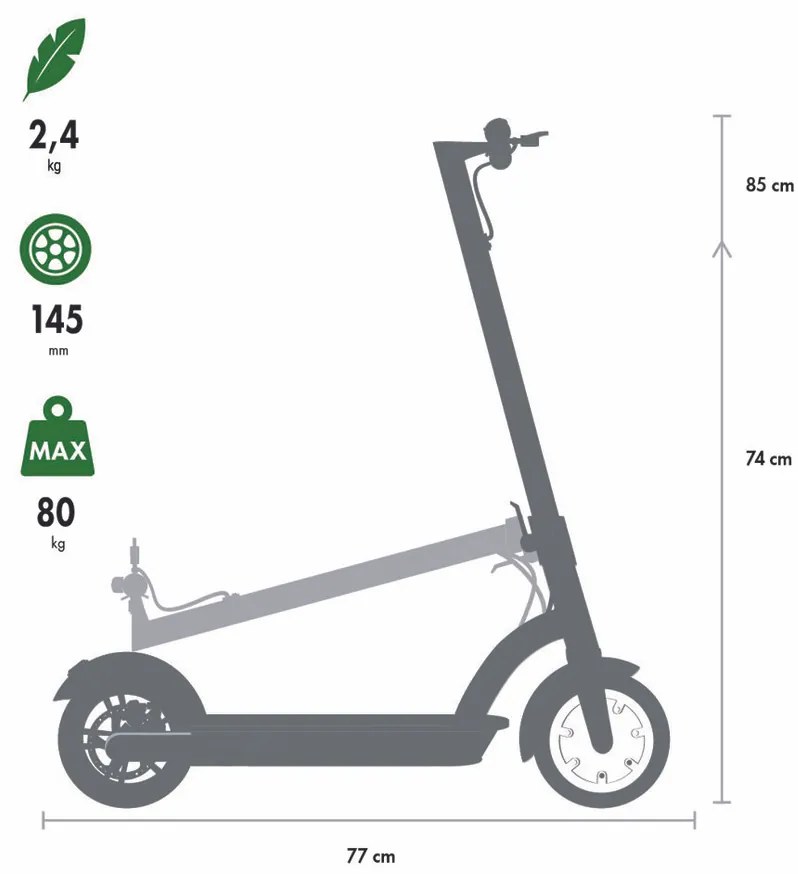 Trotinetă My Hood 505164 pliabilă 145, negru-verde