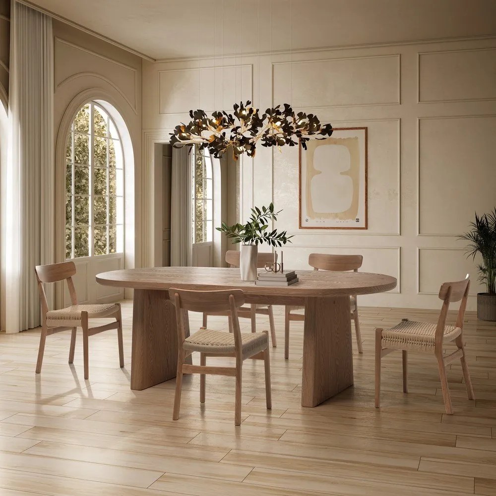 Masă de dining cu aspect de lemn de frasin 100x200 cm Blair – MOME