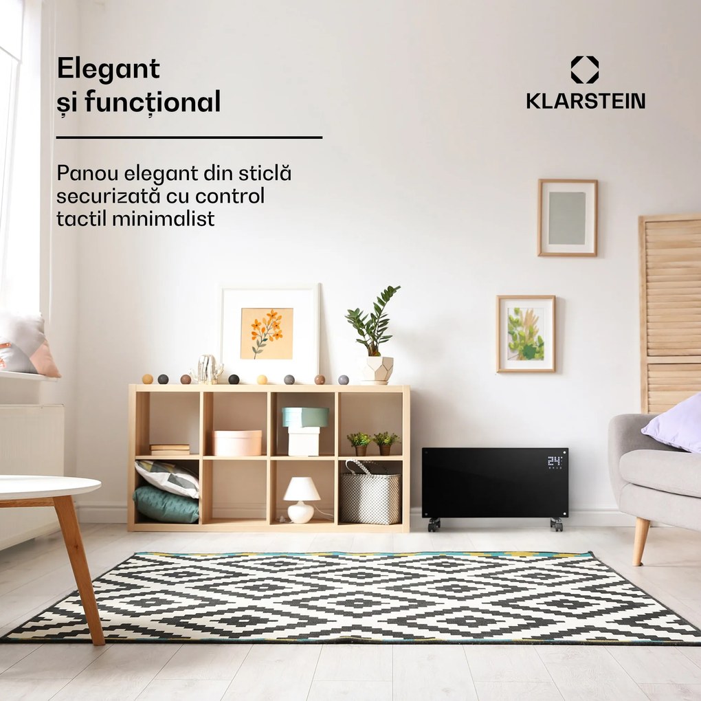 Klarstein Bornholm Smart, convector electric, 2000 W, WiFi, afișaj LED, cronometru, IP24, negru
