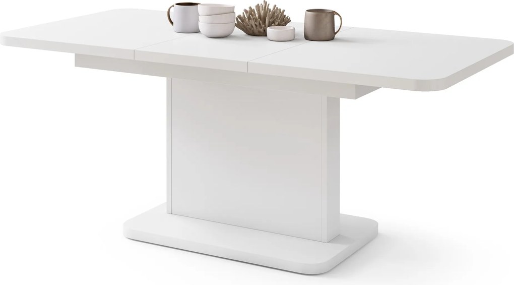 Mazzoni ASTON MINI-Z Alb Mat - MĂSUȚĂ DE CAFEA MODERNĂ EXTENSIBILĂ REGLABILĂ PE ÎNĂLȚIME MASĂ TRANSFORMABILĂ