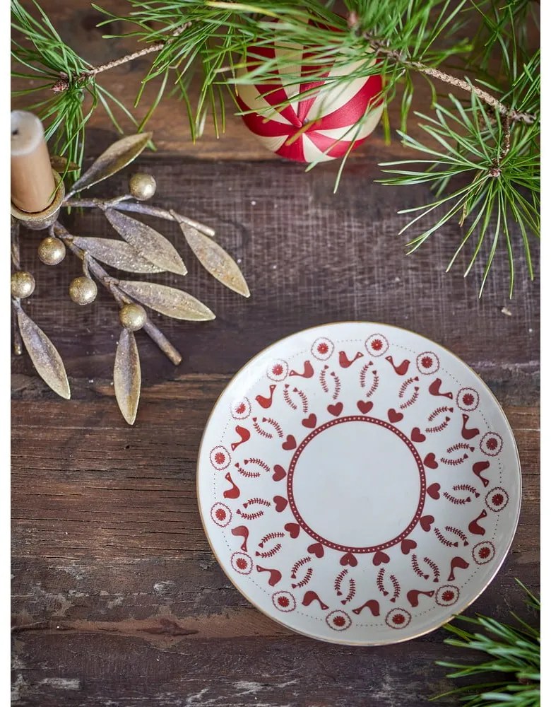 Farfurie crem pentru desert din gresie ø 16 cm cu model de Crăciun Jolly – Bloomingville