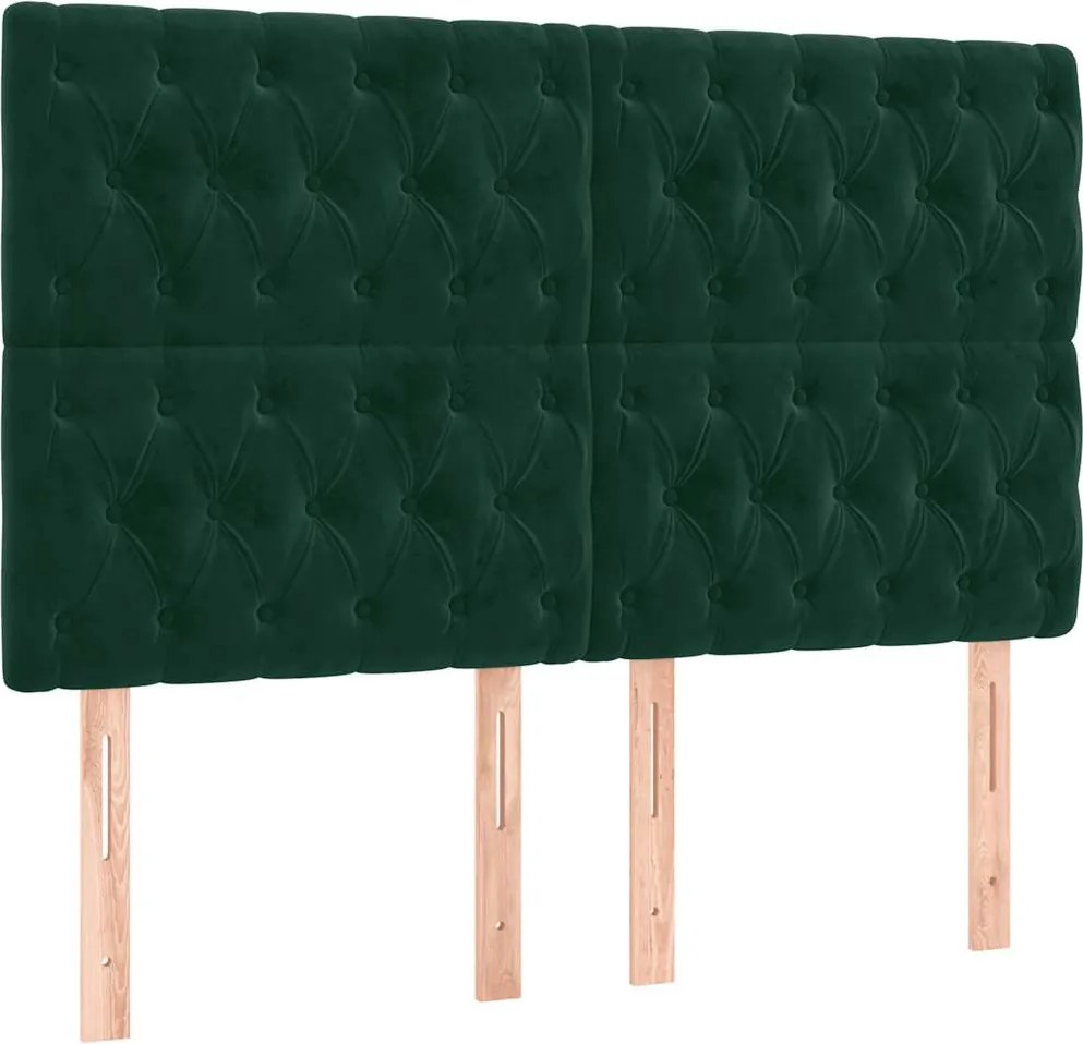 vidaXL Tăblie de pat verde închis 160x7x118/128 cm catifea