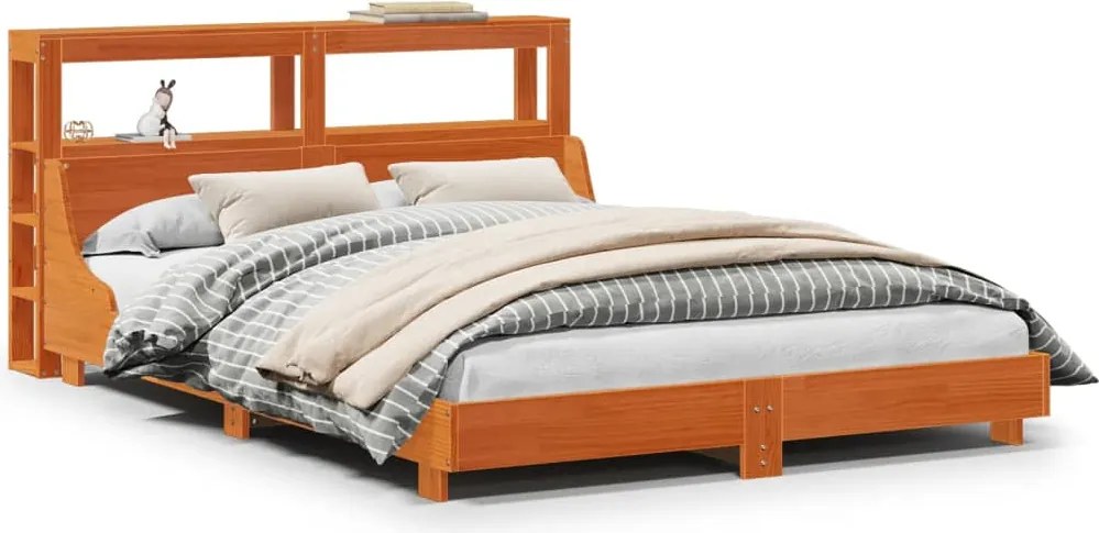 vidaXL Cadru de pat fără saltea, maro ceruit 140x200 cm lemn masiv pin