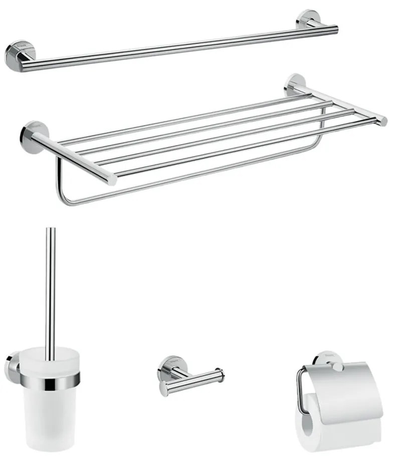 Set accesorii 5 in 1 Hansgrohe Logis cu finisaj crom lucios