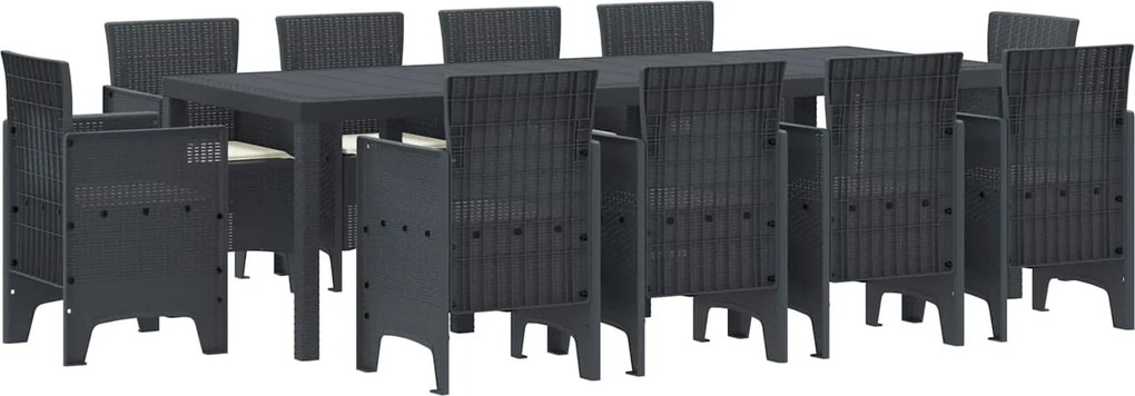 vidaXL Set de masă pentru grădină 11 pcs Antracit Polipropilenă
