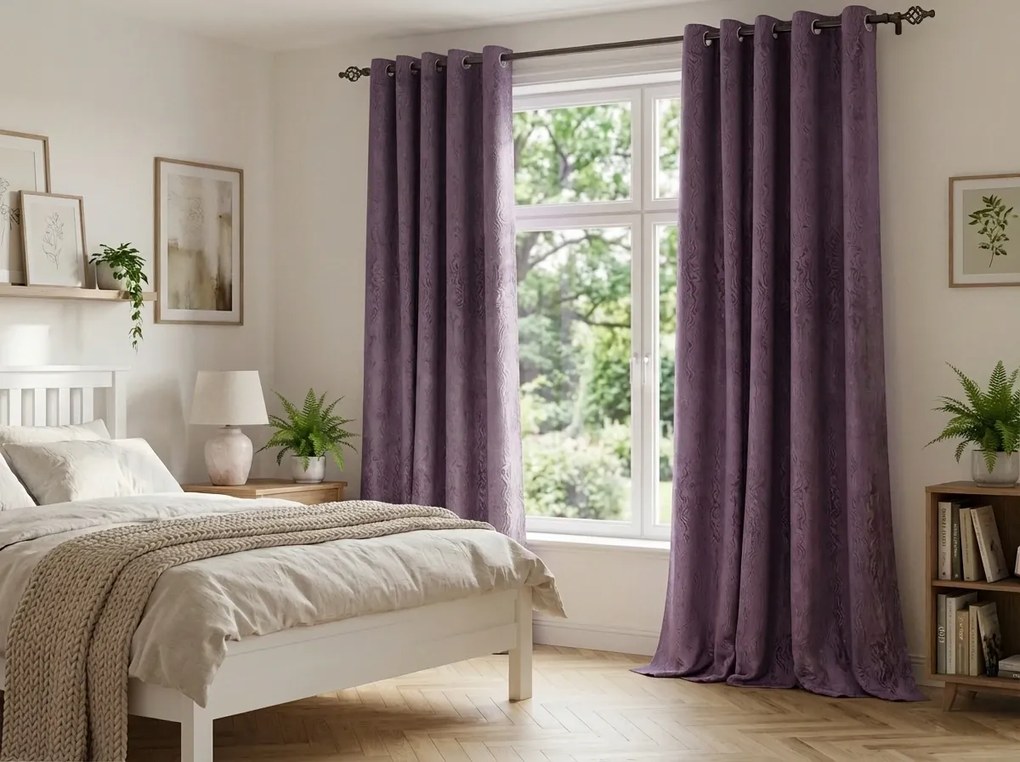 Draperie opaca DUNES VELVET 140x250 cm, mov Agatat: Inele metalice