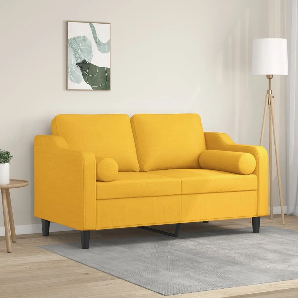 3153020 vidaXL Canapea 2 locuri cu perne&pernuțe galben deschis 120 cm textil