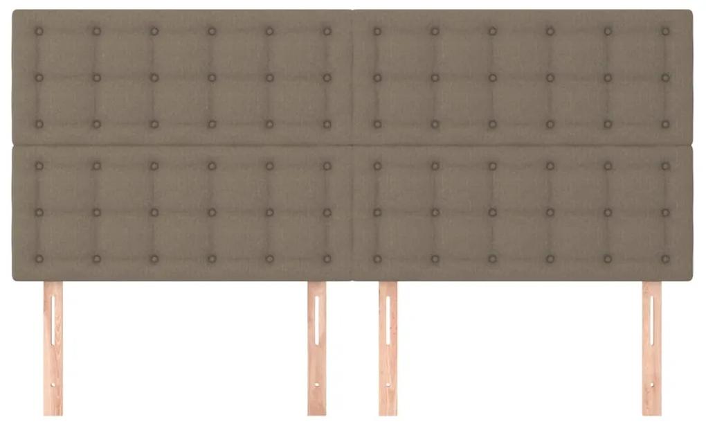 Tablii de pat, 4 buc, gri taupe, 100x5x78 88 cm, textil 4, Gri taupe, 200 x 5 x 118 128 cm