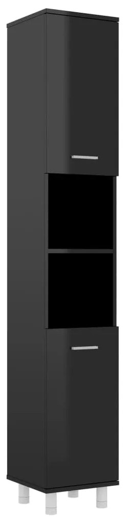 802631 vidaXL Dulap de baie, negru extralucios, 30 x 30 x 179 cm, PAL